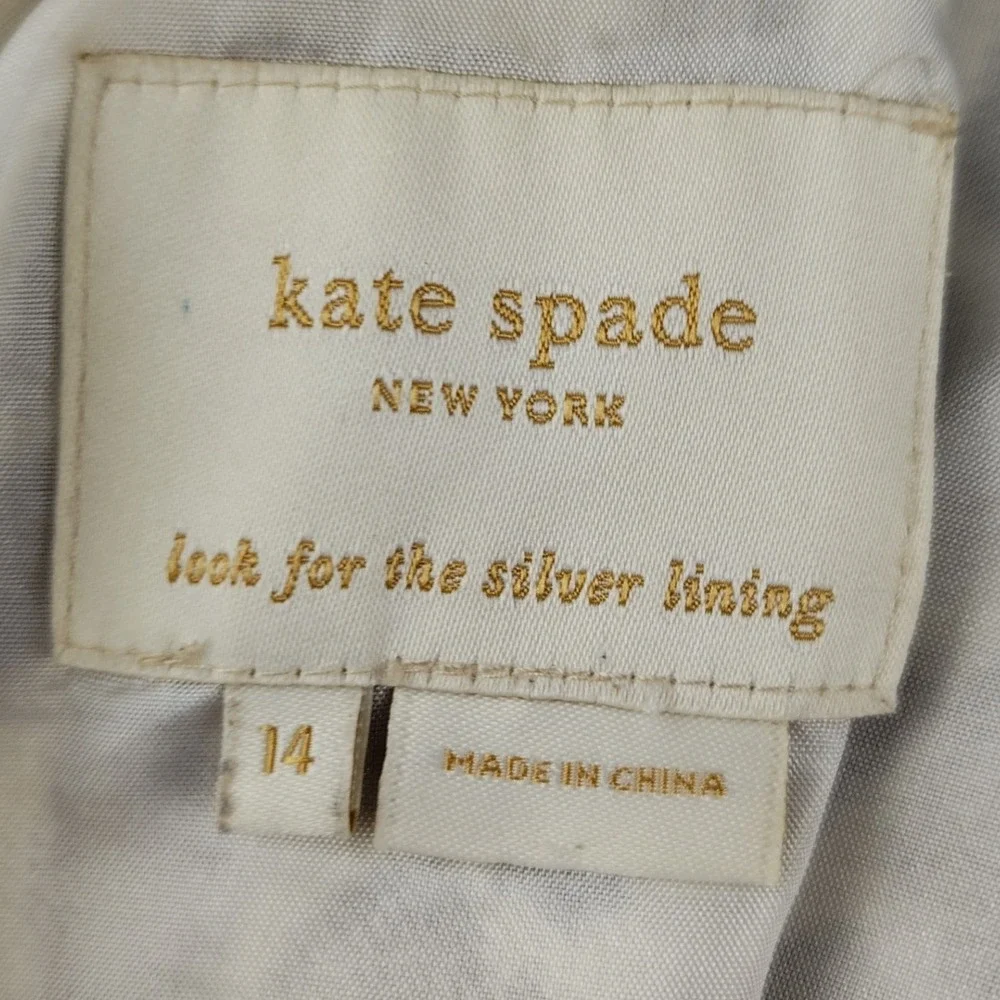 Kate Spade Sz 14 Silk Shift Dress Animal Print Black White Keyhole Back Tie
